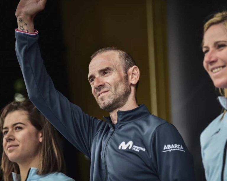 La Movistar avec Alejandro Valverde sur Liège-Bastogne-Liège