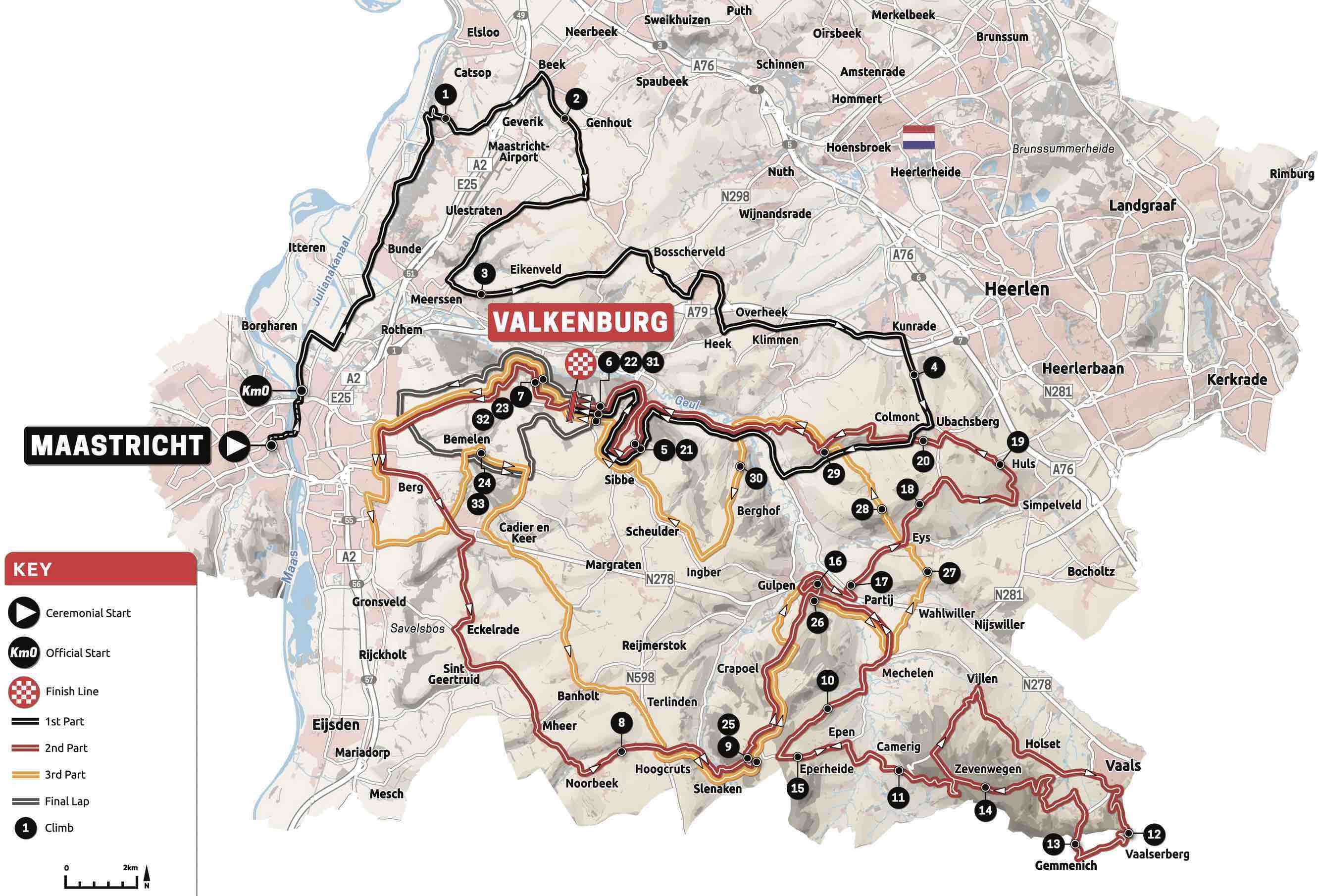 Amstel Gold Race 2022 Parcours, profil et les 33 côtes détaillées