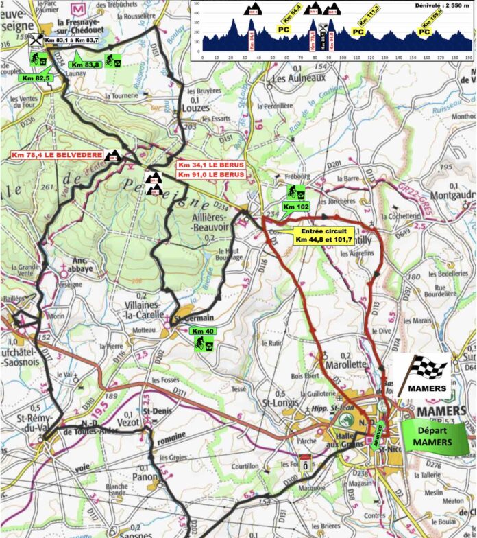 Carte Circuit de la Sarthe Pays de la Loire étape 1