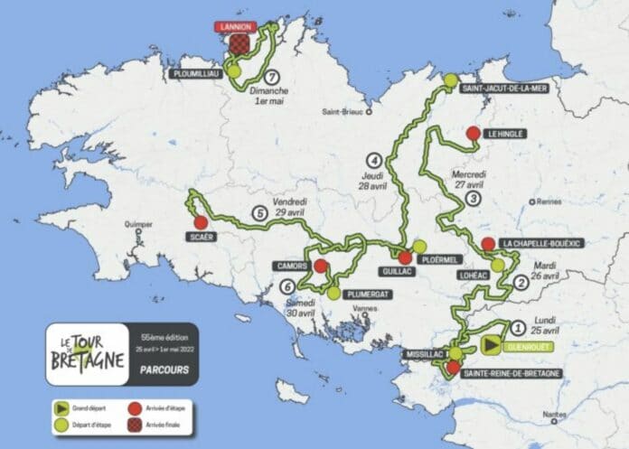 Parcours du Tour de Bretagne 2022 avec étapes, profils, itinéraires et engagés