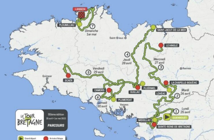 Parcours du Tour de Bretagne 2022 avec étapes, profils, itinéraires et engagés
