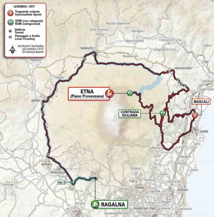 Carte et parcours de la 4e étape du Tour de Sicile