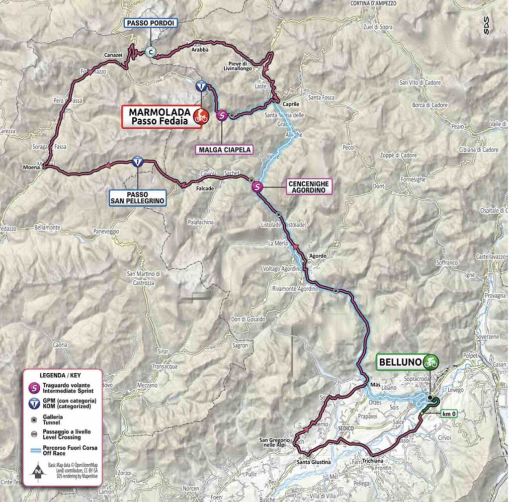 Parcours de la 20e étape du Giro 2022