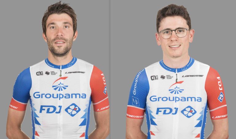 Thibaut Pinot et David Gaudu au départ de la Mercan’Tour Classic 2022