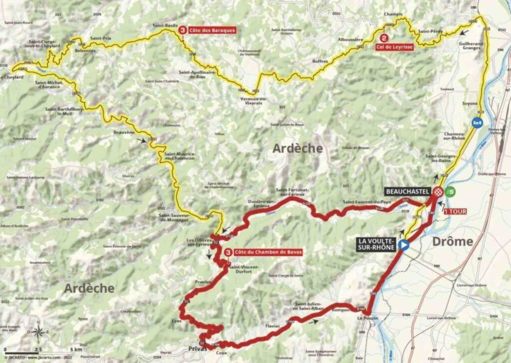 Parcours de la 1ère étape du Critérium du Dauphiné 2022
