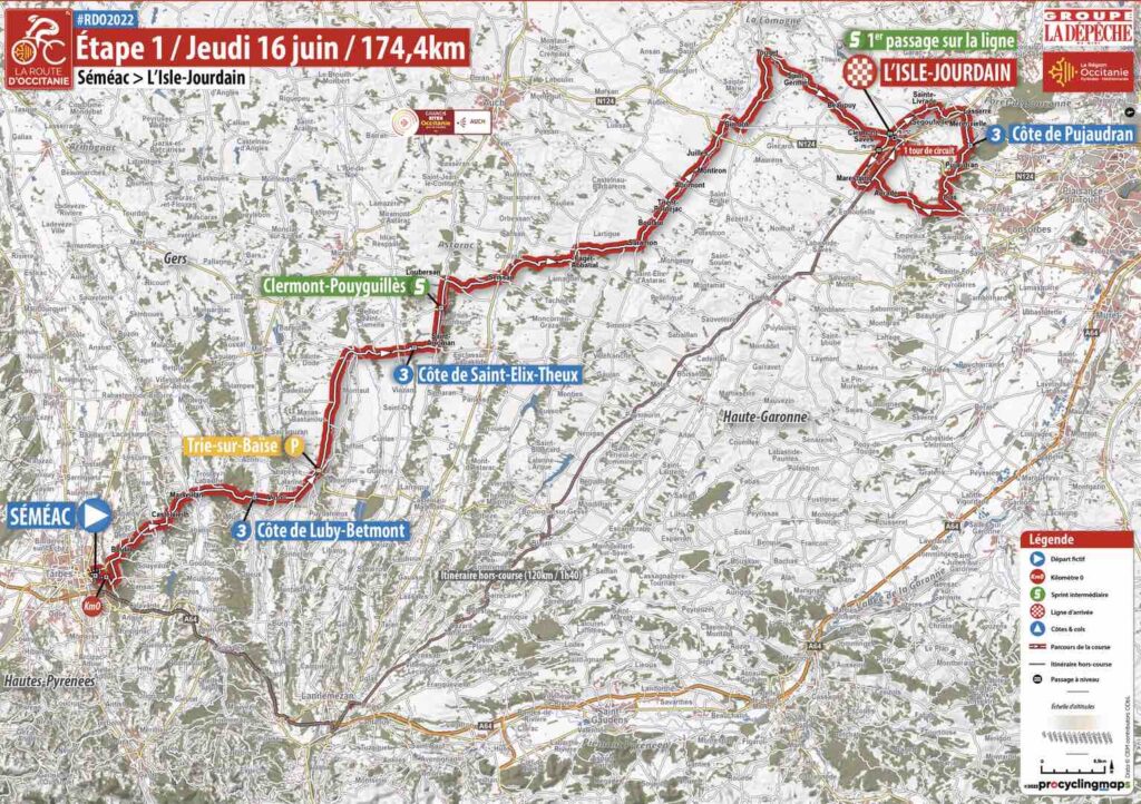 Parcours de la 1ère étape de La Route d'Occitanie 2022