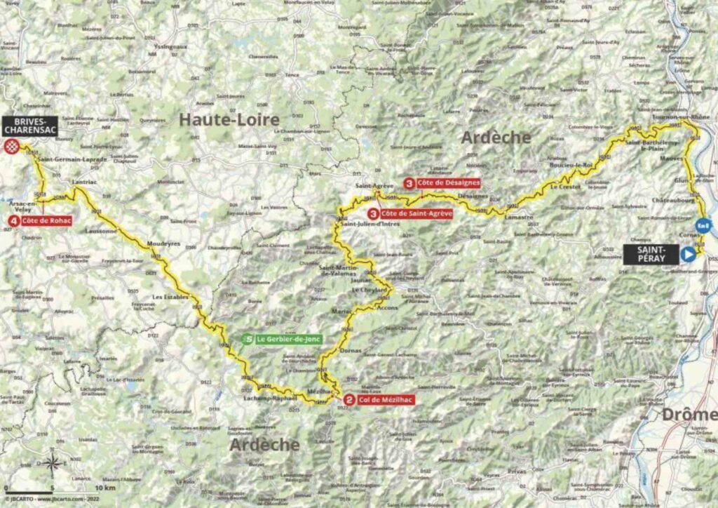 Parcours de la 2e étape du Critérium du Dauphiné 2022