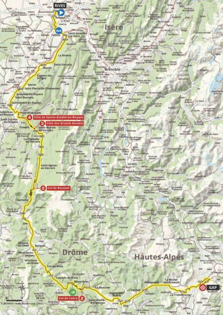Parcours de la 6e étape du Critérium du Dauphiné 2022