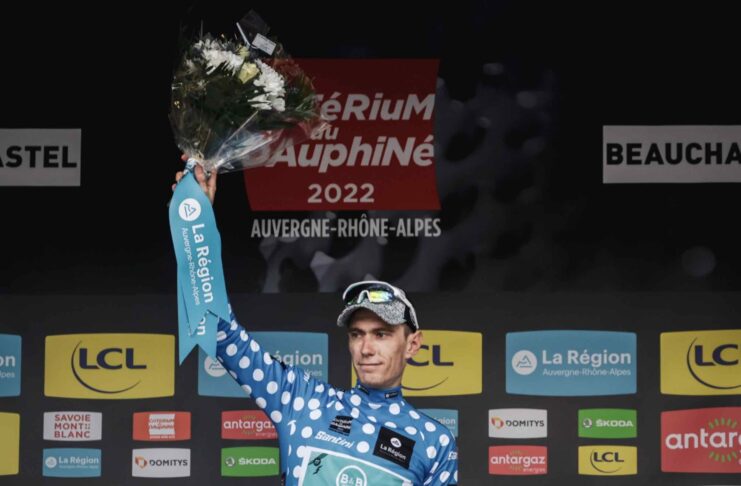 Pierre Rolland maillot à pois du Critérium du Dauphiné 2022