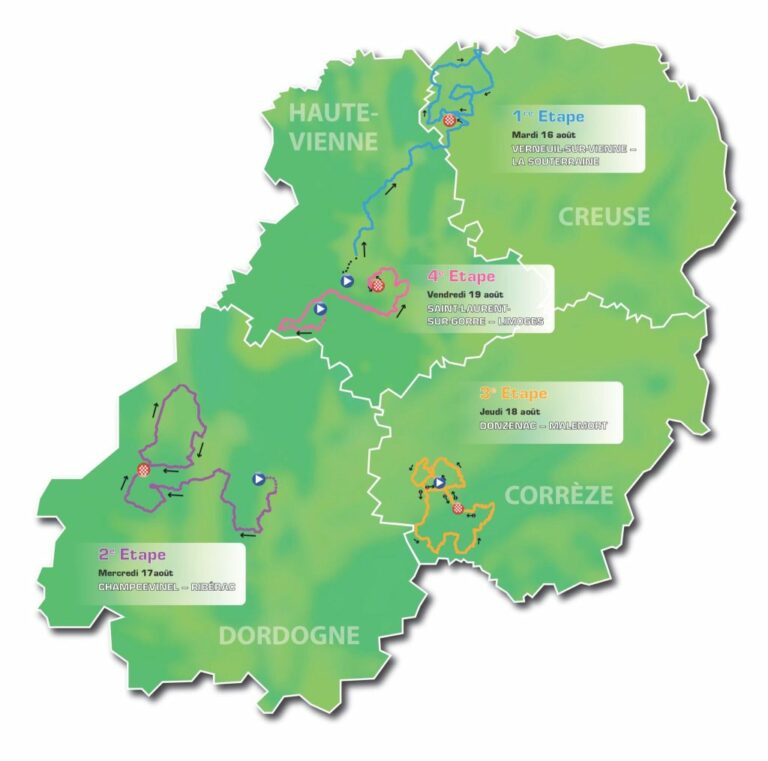 Le parcours complet, les profils et favoris du Tour du Limousin – Périgord – Nouvelle-Aquitaine 2022