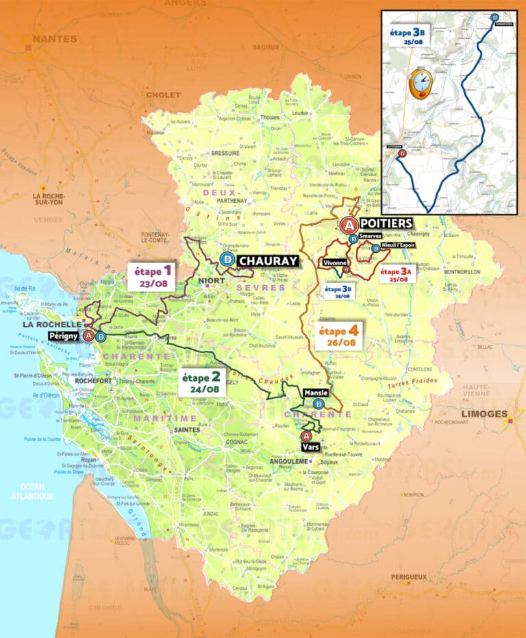 Le parcours complet, les profils et les favoris du Tour Poitou – Charentes en Nouvelle Aquitaine 2022