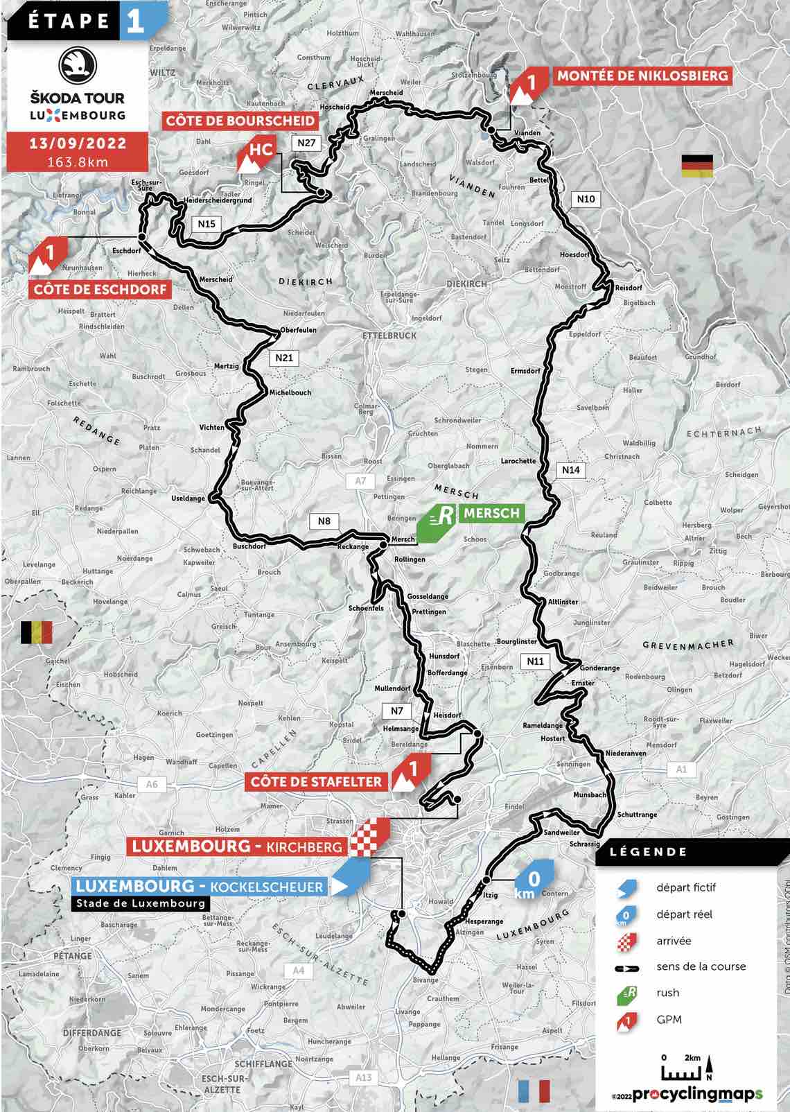 Tour de Luxembourg 2022 Présentation, parcours et profil Etape 1