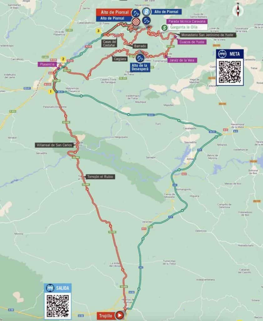 Carte du parcours de la 18e étape de la Vuelta 2022