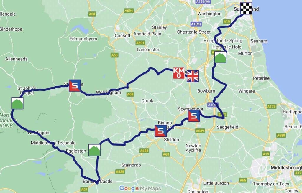 Carte parcours de la 3e étape du Tour de Grande-Bretagne 2022