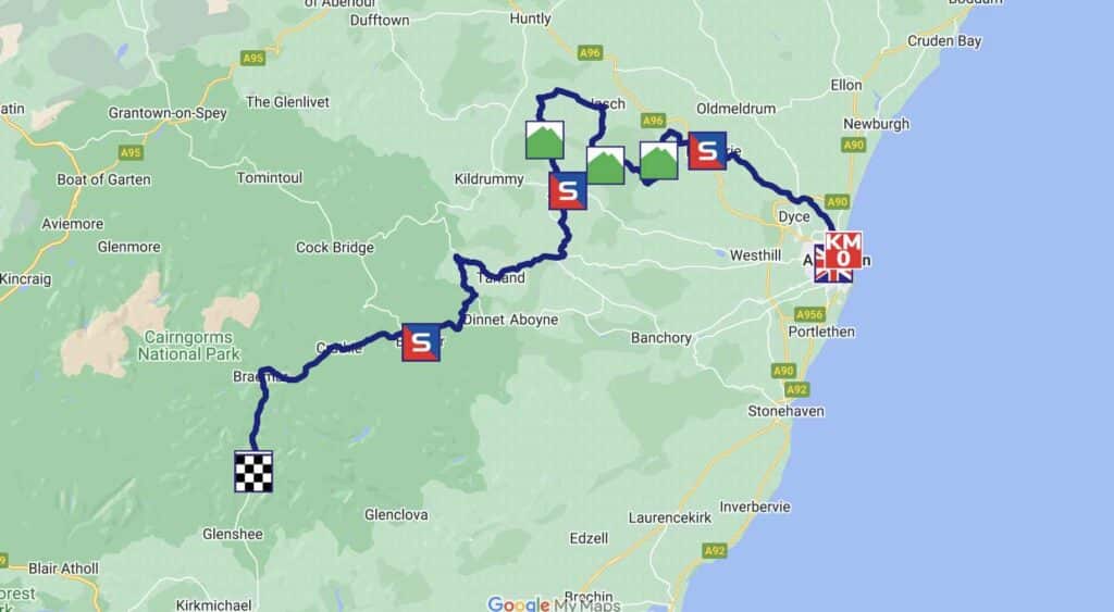 Carte et parcours de la 1ère étape du Tour de Grande-Bretagne 2022