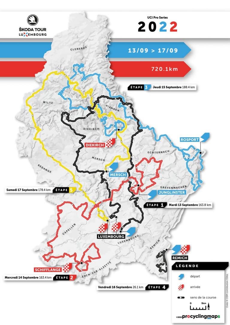 Tour de Luxembourg 2022 parcours complet, profils et favoris