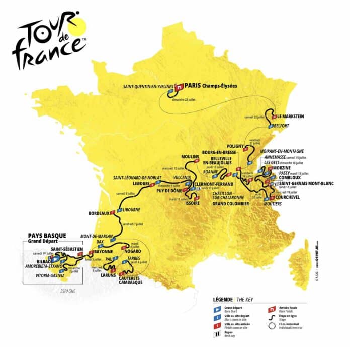 Tour de France Hommes le parcours 2023 HD