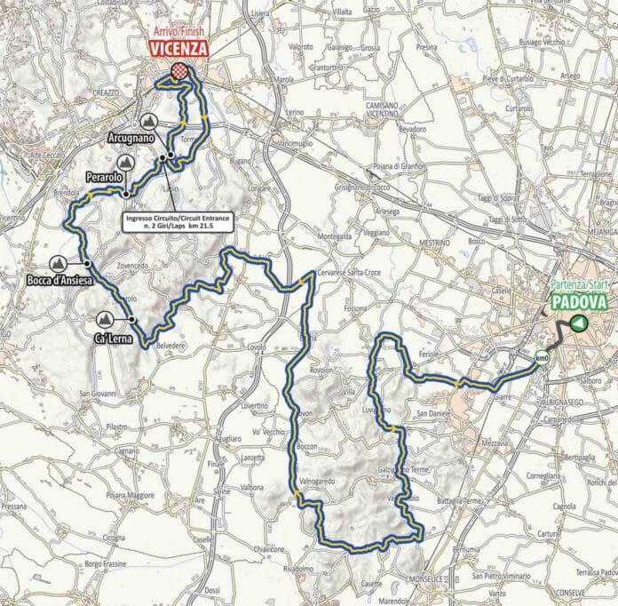Tour de Vénétie 2022 parcours profil carte