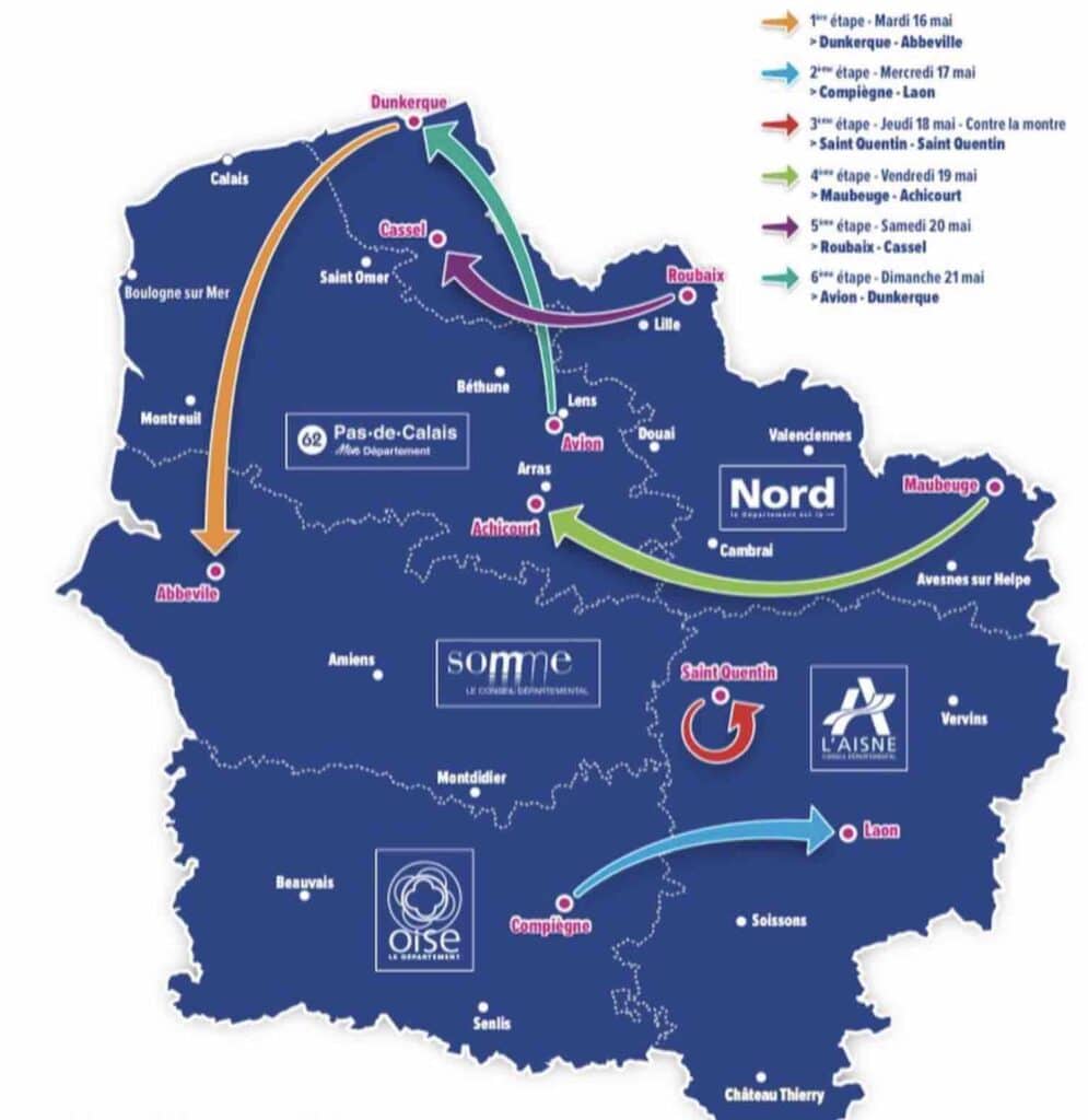 Carte du parcours des 4 Jours de Dunkerque 2023