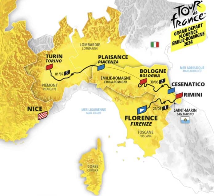 Le Tour de France 2024 s'élancera d'Italie depuis Florence