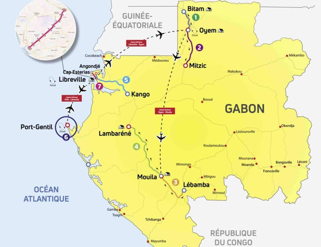 La carte du parcours de la Tropicale Amissa Bongo 2023