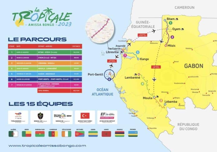 Tropicale Amissa Bongo 2023 parcours étapes engagés classements