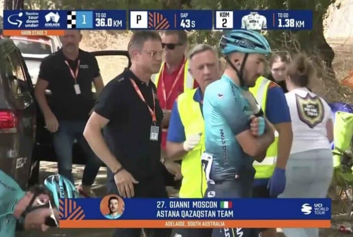 Gianni Moscon abandonne le Tour Down Under sur chute