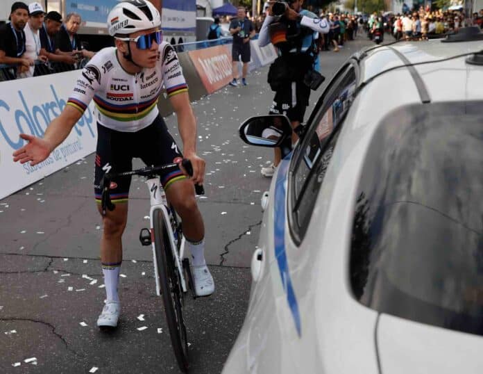 Remco Evenepoel mécontent à l'arrivée de la 1ère étape du Tour de San Juan