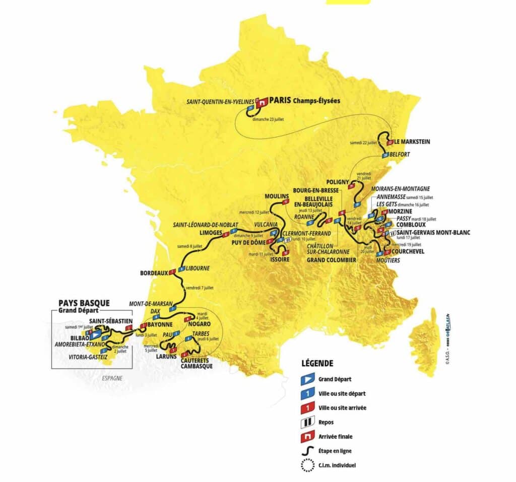 etapes tour france 2023