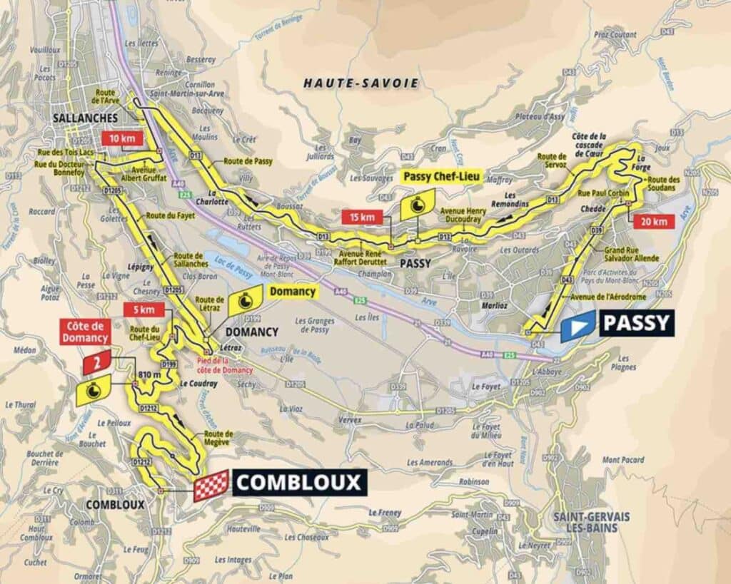 Carte du parcours de la 16e étape du Tour de France 2023