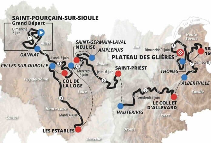 Criterium du Dauphiné 2024 parcours détaillé