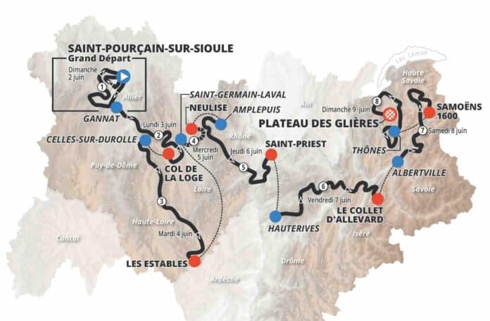 Critérium du Dauphiné 2024 parcours détaillé