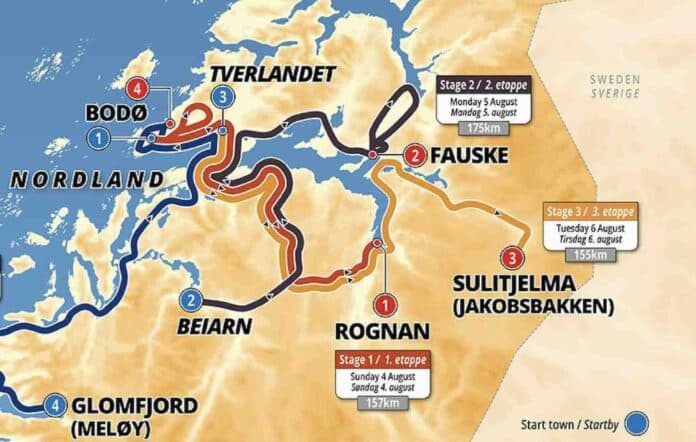 Detaljert rute for Norwegian Arctic Race 2024