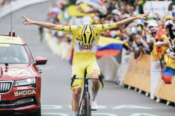 Tadej Pogacar patron du Tour de France remporte l'étape d'Isola 2000