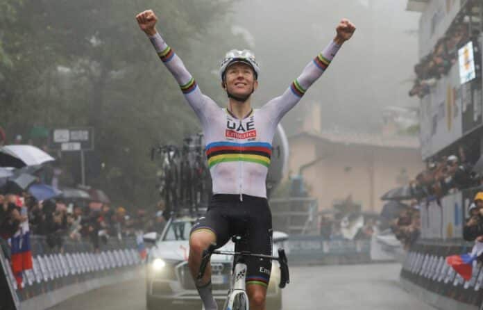 Tour d'Emilie 2024 Tadej Pogacar porter le maillot arc en ciel m'a mis une petite pression