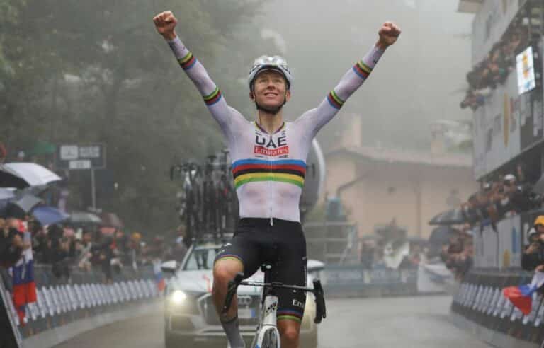 Tour d’Emilie 2024. Tadej Pogacar : « Porter le maillot arc-en-ciel m’a mis une petite pression »