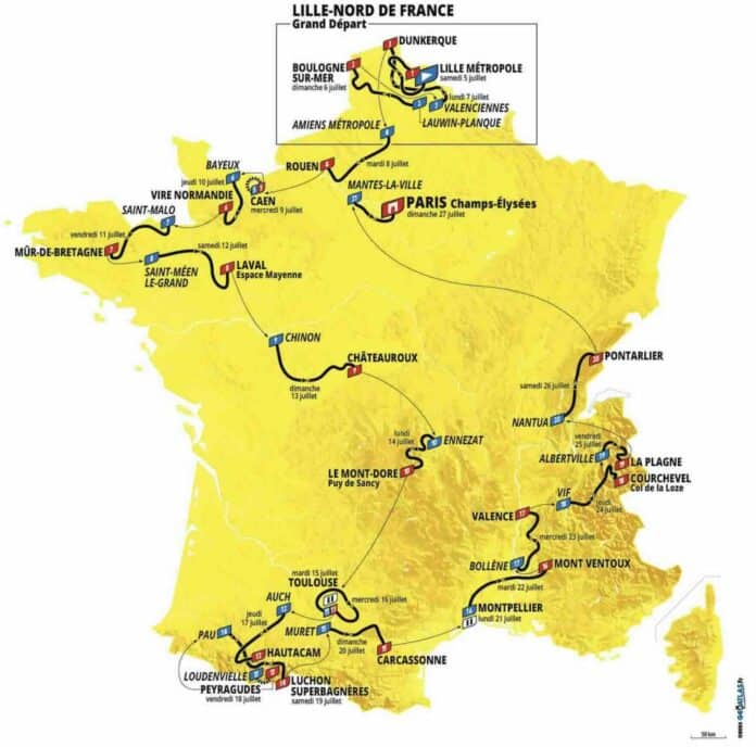 Carte du Tour de France 2025 découvrez le parcours complet de la 112e édition étape par étape