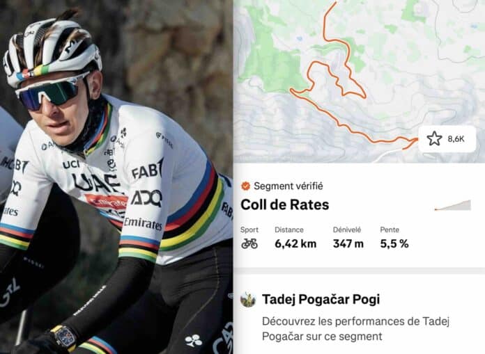 Tadej Pogacar pulvérise le chrono sur le Coll de Rates un message clair à ses rivaux