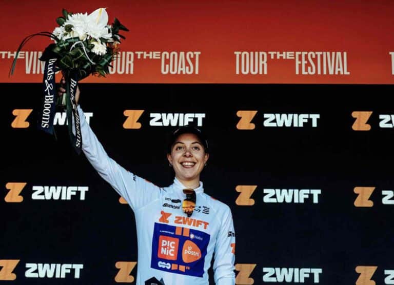 Maillot blanc pour Eleonora Ciabocco sur le Tour Down Under