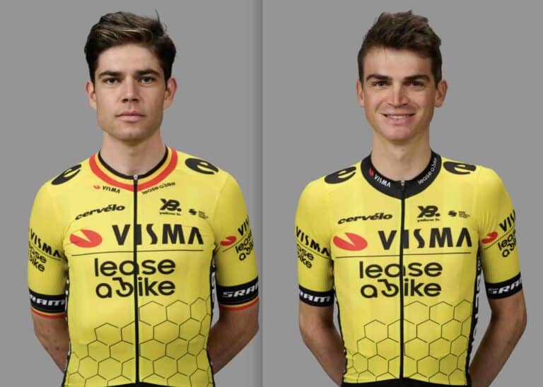 Wout van Aert et Sepp Kuss au départ de la Clasica Jaén Paraíso Interior 2025