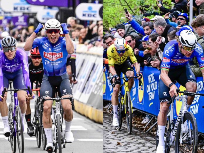 Gand Wevelgem 2026 Jasper Philipsen triomphe au sprint van der Poel et Van Aert repris
