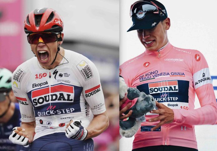 Giro 2026 étape 1 Paul Magnier vainqueur maillot rose chute massive et sprint en petit comité