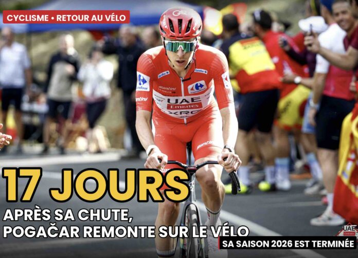 Tadej Pogacar reprend le home trainer 17 jours après sa chute à la Vuelta